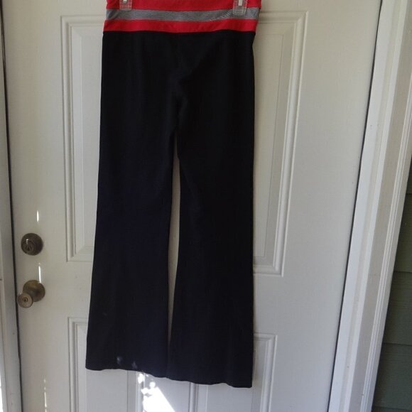 Workout stretch boot cut workout, athletic, black pants pink and grey wide band - Picture 3 of 5